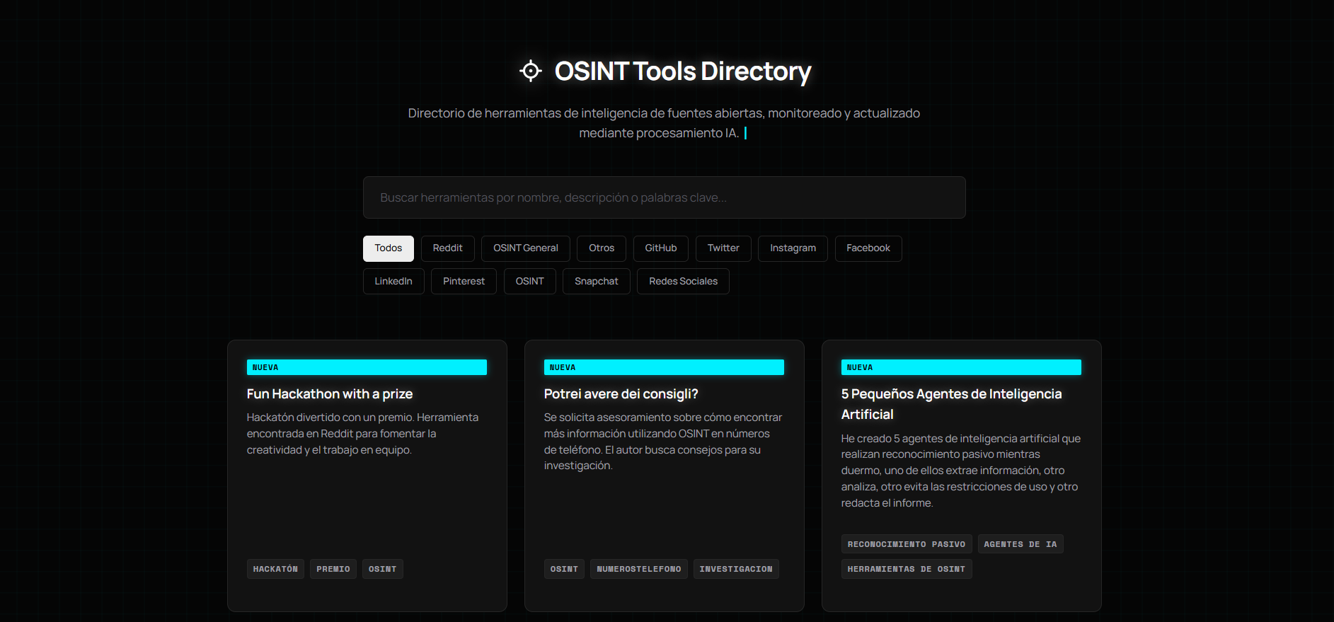 OSINT Tools Directory — directorio de herramientas